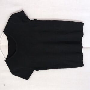 Black Crewneck Luxury Ribbed Knit Cap Sleeve Top Size Small